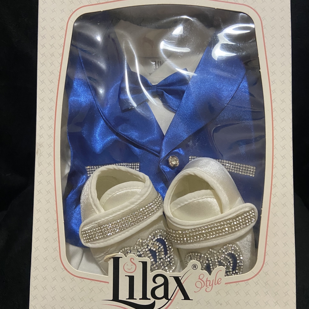 Lilax Blue and White Baby Outfit Set